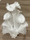 Fenton Milk Glass Silvercrest Silver Crest 4 Horn Epergne - Vintage Original USA
