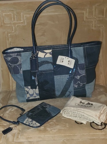 Coach Poppy Denim Patchwork Sequins 