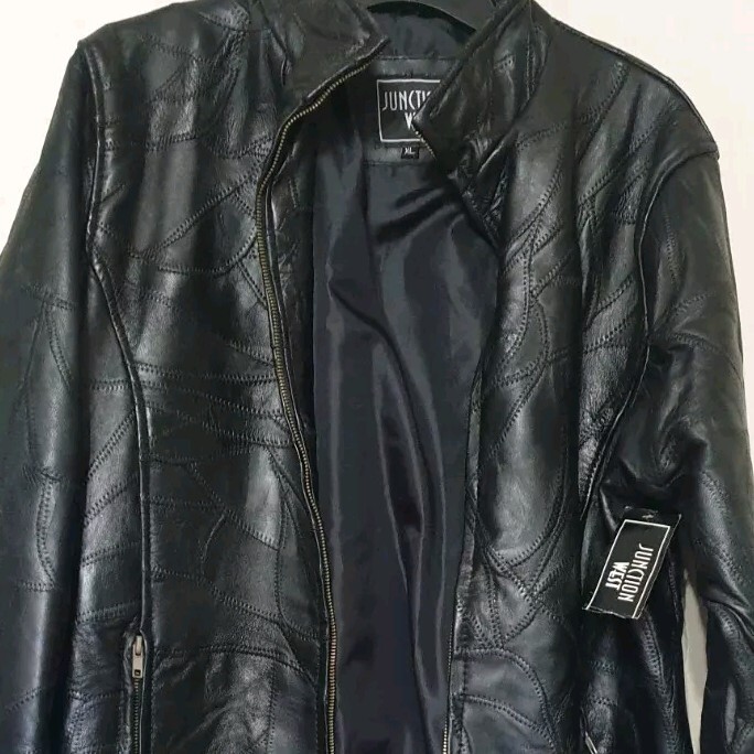 Junction West Genuine Leather Jacket Men's XL Coat Full Zip 100