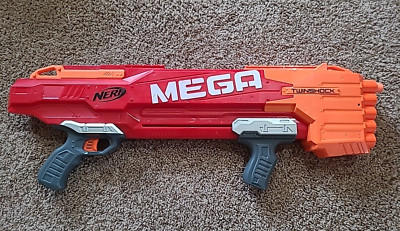 NERF MEGA TWIN SHOCK, USED, W/ 2 DARTS