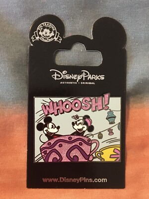 Disney Mickey & Minnie in Glitter Tea Cup - WHOOSH! - New on Card Pin