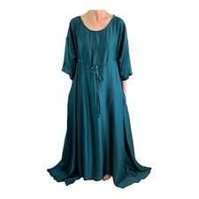 C-Throu Size OS 8 10 12 14 16 18 20 Jade Green Satin Relaxed Fit Maxi Dress NWT