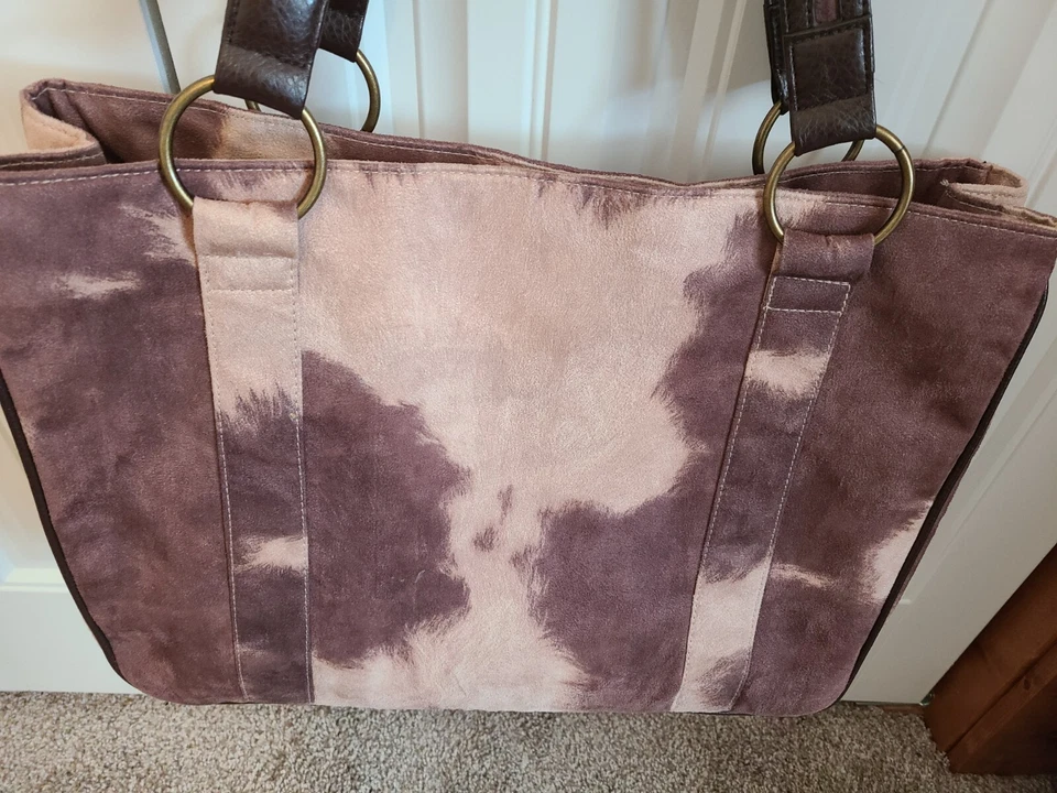 Gigi hill LA Large faux animal tote 17.5” W X 12.5” T X 6.5” D 9” Strap, browns - Image 2 of 4