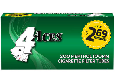 4 Aces Menthol 100s 100mm Cigarette Filter Tubes 5 Boxes (1000 Tubes)