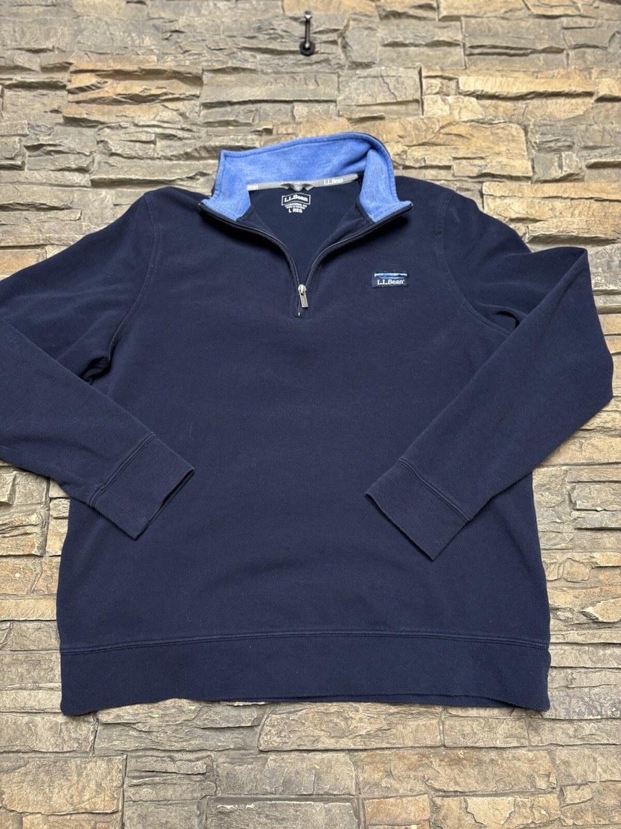 LL Bean Comfort Stretch Pique 1/4 Zip Pullover Sweatshirt Blue