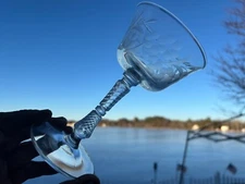 5 Antique Tall Champagne Glasses by Libbey Rock Sharpe in GRECIAN  Stem 3007