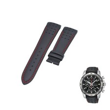 Sportura SNAE65P1 21mm Black Leather Watch Strap For Seiko