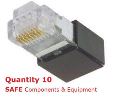 TSP3788C5S RJ45 Modular Plug Qty-10 8x8 Cat 5/5E Shielded Rear Housing Pkg B12-1