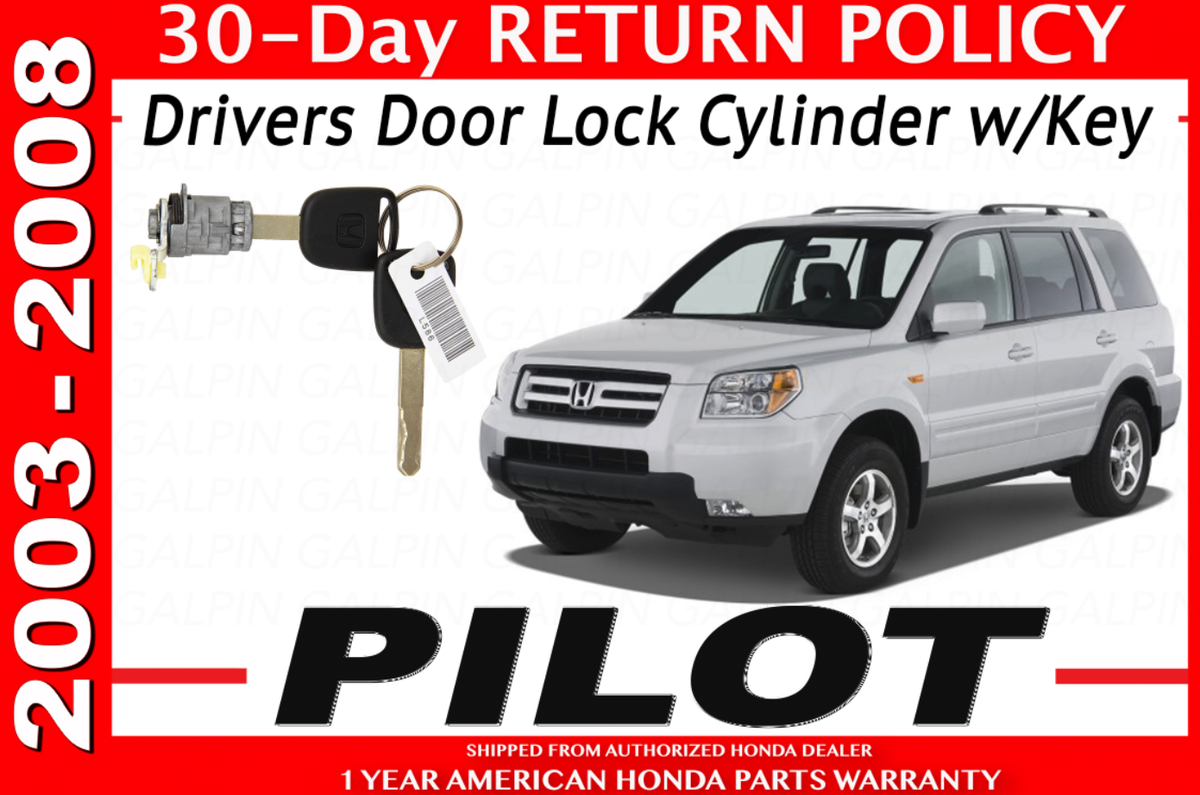 NEW GENUINE HONDA PILOT DRIVERS DOOR LOCK CYLINDER WITH KEY (72185