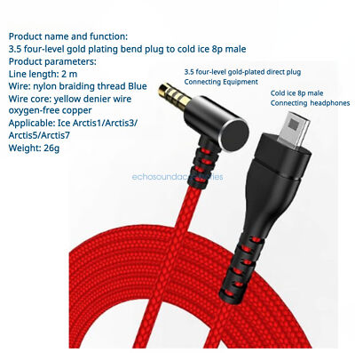 Audio Cable for SteelSeries Arctis 3 5 7 Pro Headphone 8P