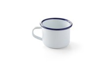 12x Emaillie Tasse mit Henkel, wei&szlig; blau, 120 ml, &Oslash; 7 cm
