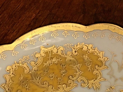 Vintage Austria Porcelain Cabinet Plate Gold Yellow Cream Beautiful - Picture 3 of 7