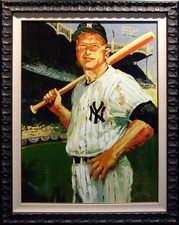 Malcolm Farley MICKEY MANTLE TRIPLE CROWN SIGNED Gallery Fraemd Art OBO
