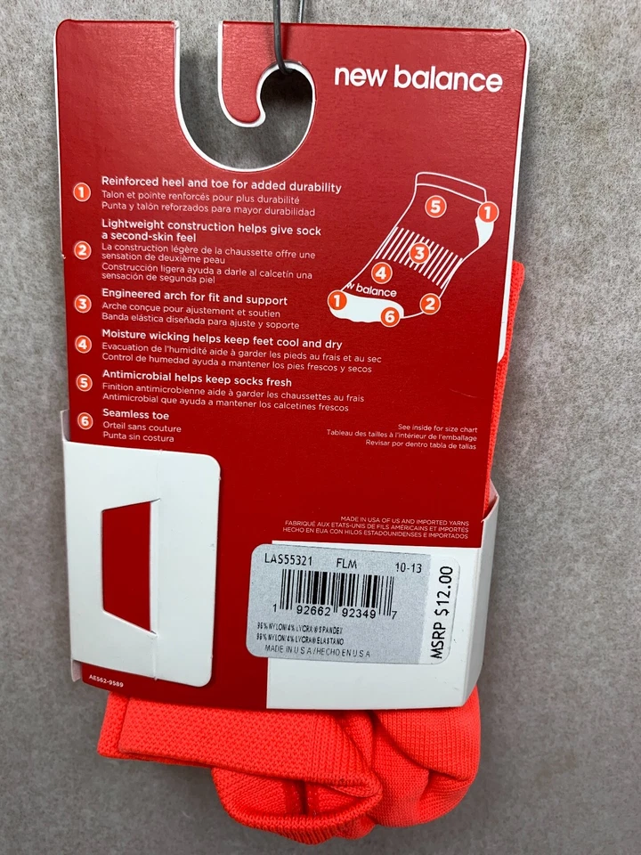 Calcetines New Balance Ligeros para Correr No Show Hombres/Mujeres HECHOS EN EE. UU. LLAMA Foto 2 de 3