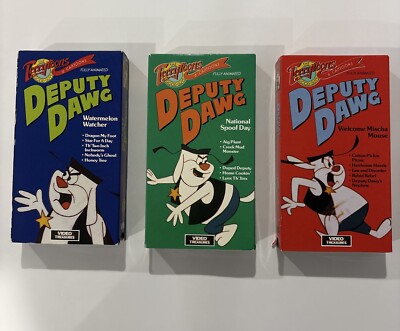 Deputy Dawg RARE 3 VHS LOT Terrytoons 1989 Watermelon Watcher / Spoof / Mischa