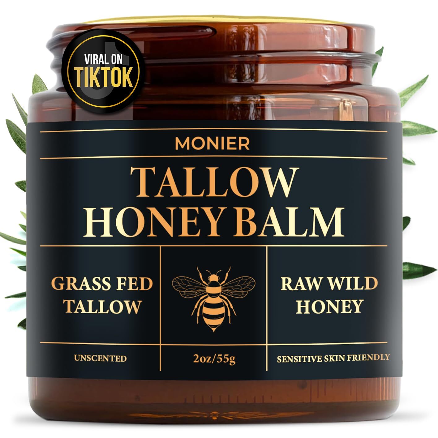 MONIER Tallow Honey Balm Face Moisturizer with Beef Tallow for Hydrated Skin
