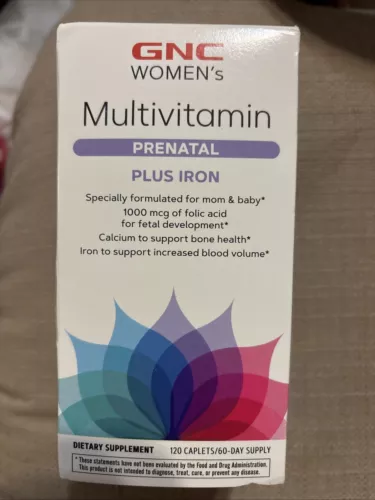 GNC Women's Prenatal Multivitamin Plus Iron, 120 Caplets (60 Days) Exp 07-2025