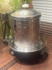 Antica scatola portabiscotti piatto argento design, Sheffield