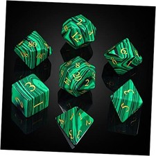 Malachite Stone Dice Set D D 7PCS Gemstone Dice Polyhedral with Gift Case for