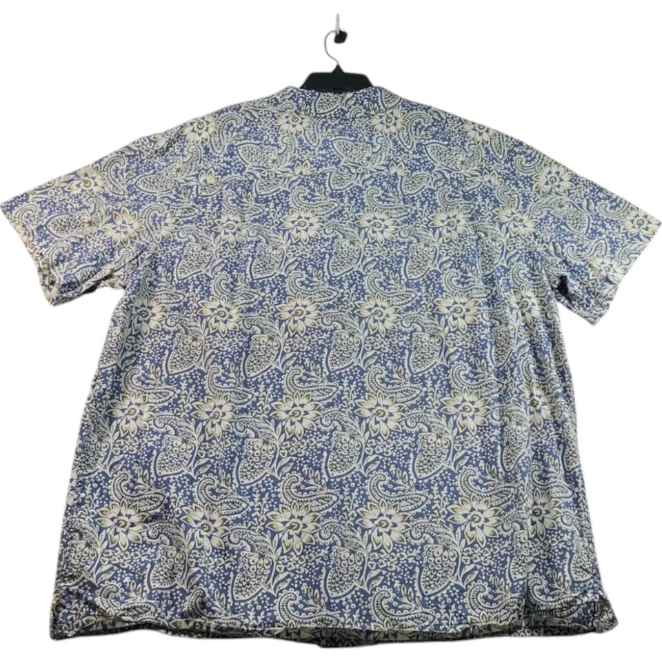 Merona  Button Down Shirt Mens Size  XXL Blue Floral Short Sleeve 100% Cotton - Image 2 of 4