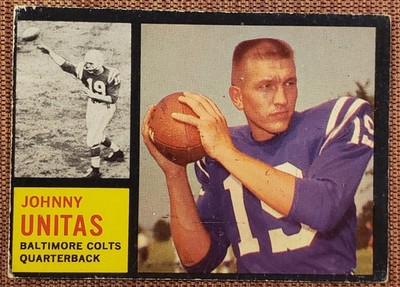 1962 Topps #1 Johnny Unitas Baltimore Colts Authentic Original Football Card