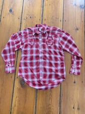 VTG Rockmount Ranch Wear Tru-West Red Western Horseshoe Shirt Men's Size L Large