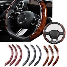 3pcs Wood Grain Car Carbon Fiber Anti-skid Steering Wheel Cover Universal 15
