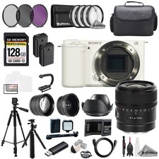 Sony ZV-E10 White Body  Sony E 15mm f/1.4 G Lens 128GB 9 PC Filtr MEGA Kit