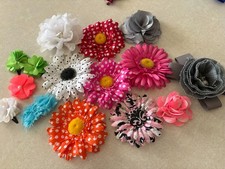 Lot of 15 Hair Bows Flower Clips Assorted Colors Polka Dot Girls Hair Accessorie