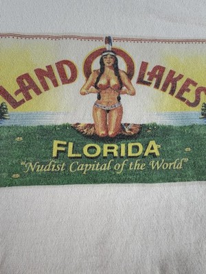 Land O Lakes Florida Shirt Mens XL White Nudist Parody Graphic Tee Gildan