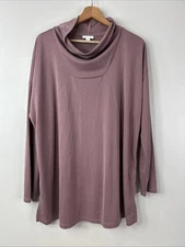 J Jill Pure Jill Women’s XL Mauve Cowl Neck Ribbed Modal Long Sleeve Tunic