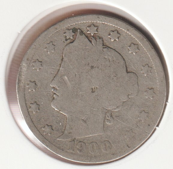 Rare 126 Year Old 1900 Barber Liberty V Nickel US Coin Collection Collectible
