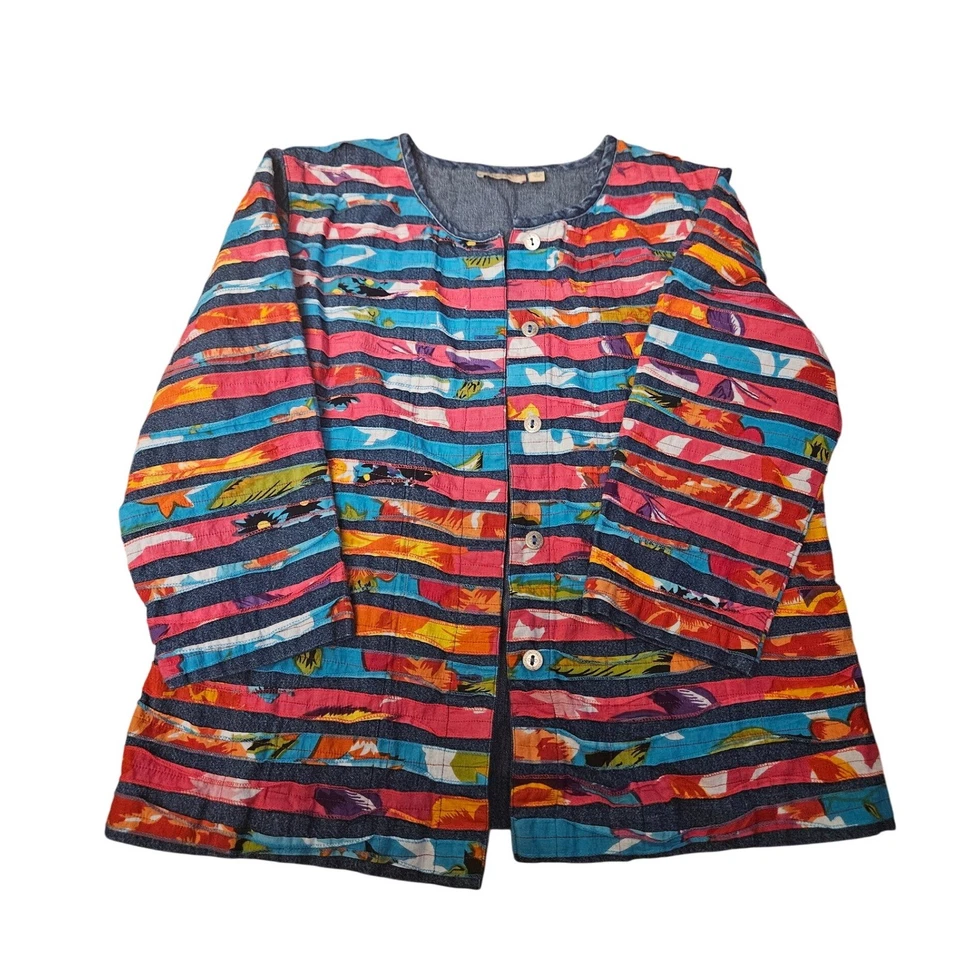 Chaqueta Top Choices Colorida Rayas Botón Frontal Talla S Foto 3 de 3