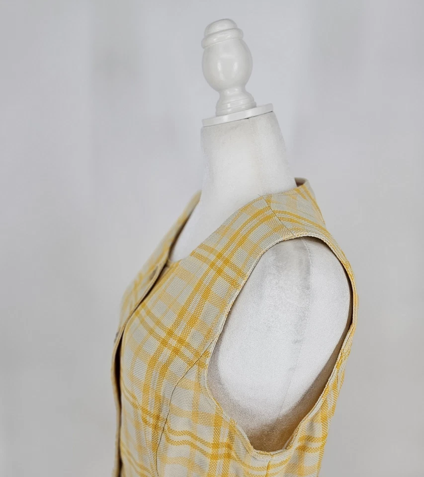 Vestido de jacquard Tory Burch amarillo sol a cuadros sin mangas para mujer talla 12 precio de venta sugerido por el fabricante 498 USD Foto 4 de 4