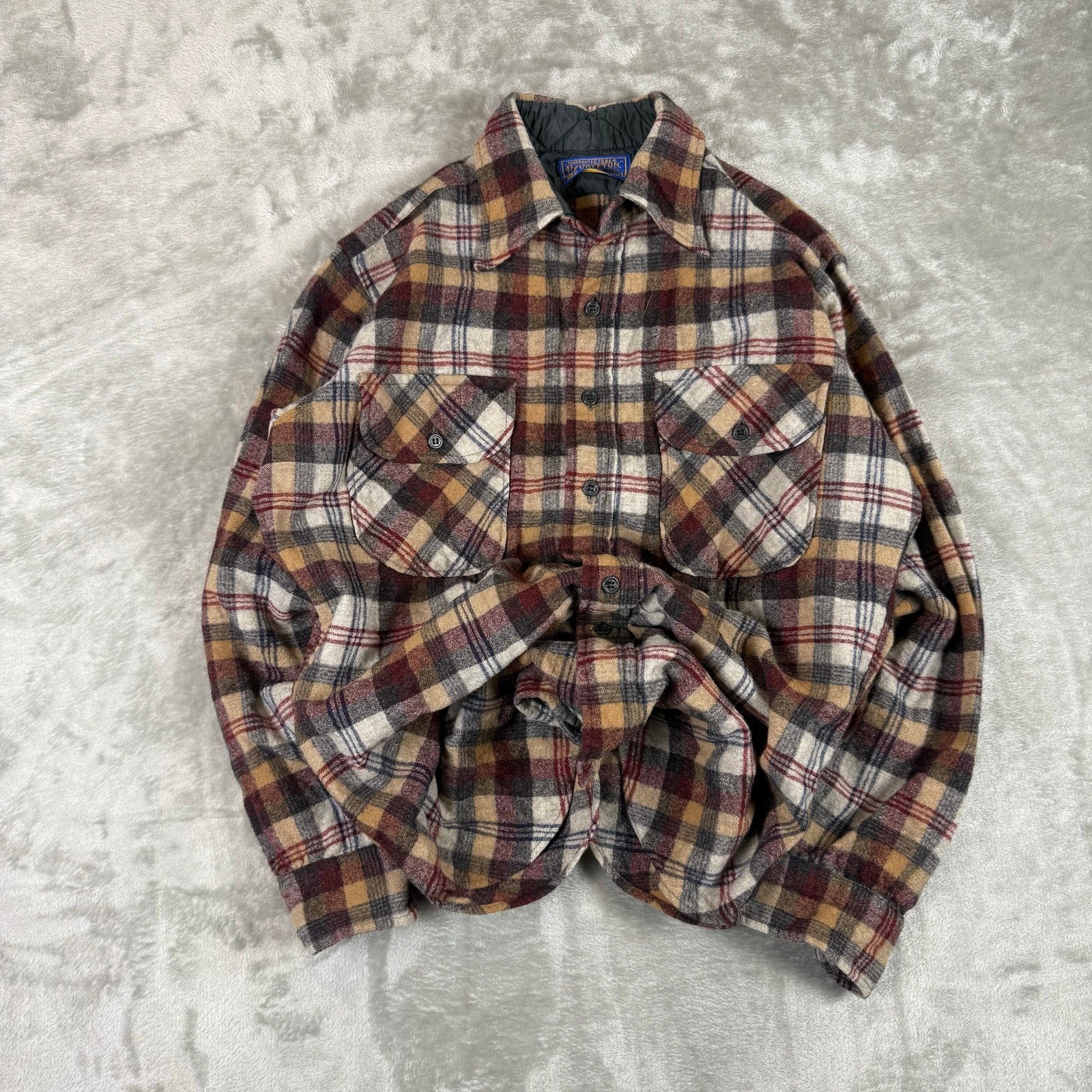 Vintage 60s Pendleton Button Down Wool Shirt Flan… - image 1
