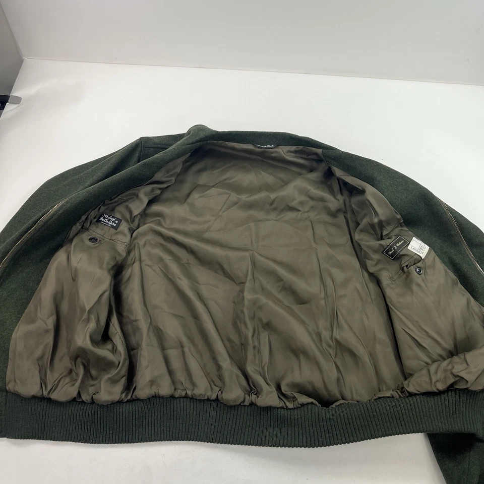 Pierluigi Della Spina Wool Cashmere Mens Full Zip Bomber Jacket Green Sz XXL - Image 4 of 4