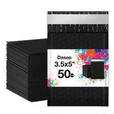 Dasen Bubble Mailers 3.5x5 Inch 50 Pcs,Small Self-Sealing 3.5x5-50Pc, Black