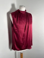 Reiss Freya high neck blouse top UK 10 NEW *no chain* layered berry high neck