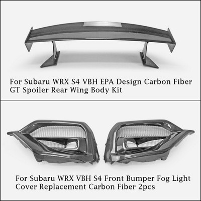 For Subaru WRX VBH Front Bumper Fog Light Cover/GT Spoiler Rear Wing Carbon
