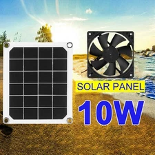Hot 6V 10W Outdoor Solar Power Panel Exhaust Fan USB Charging For Greenhouse