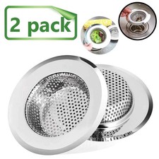 2 PCS Kitchen Sink Strainer Stopper Stainless Steel Drain Basket Waste Plug