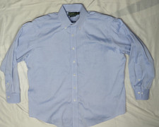 RALPH LAUREN LRL MENS SHIRT 16 1/2 32/33 BLUE CHAMBRAY OXFORD NON IRON 100 COTT