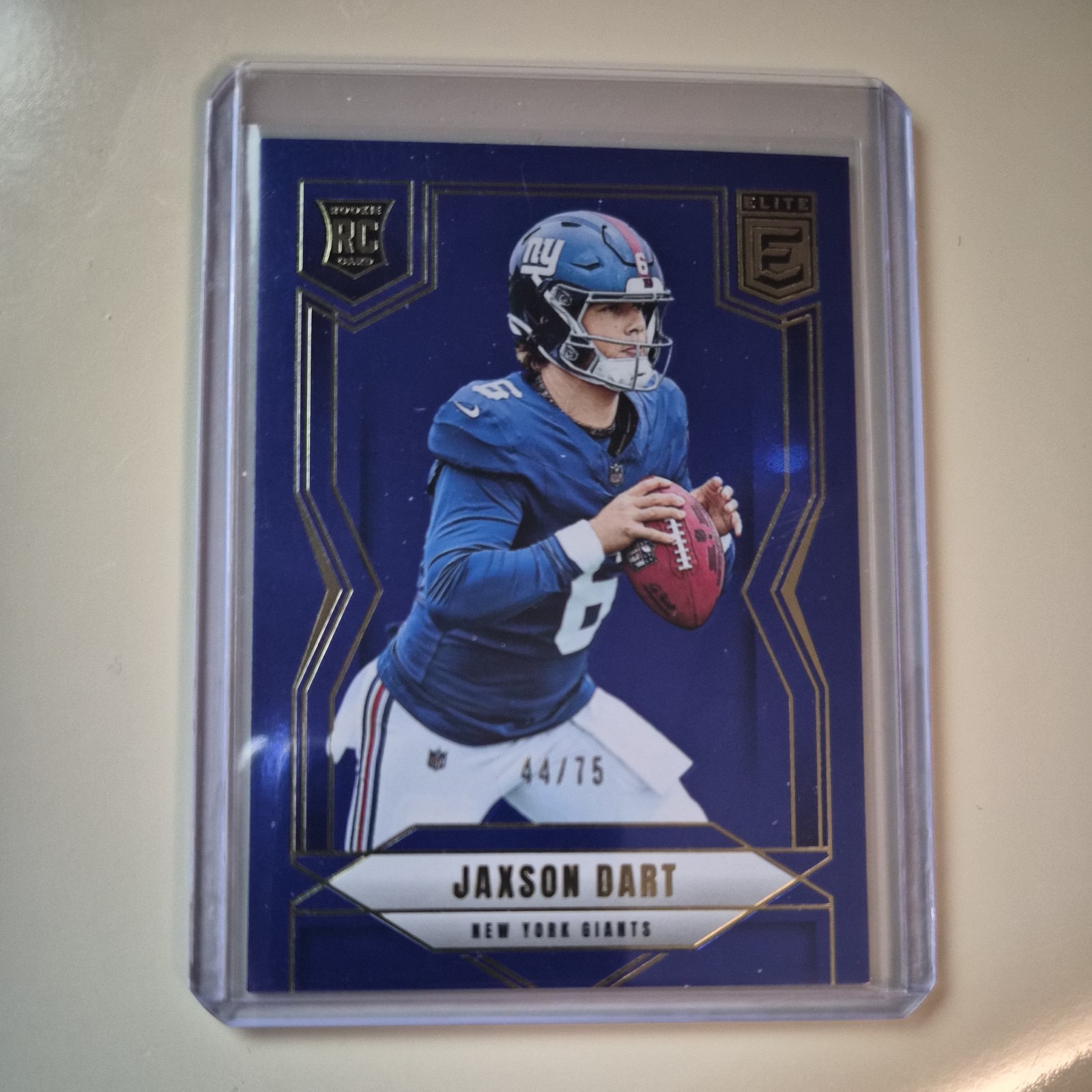 Jaxson Dart 2025 Donruss Elite #103 Blue /75 SSP Rookie RC Giants Color Match