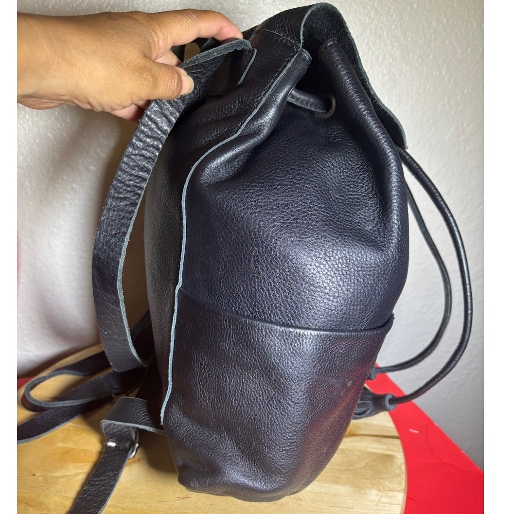 White Stuff Black Leather Medium Backpack - image 6