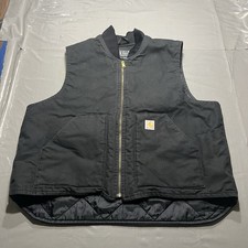 Carhartt Quilted Lined Canvas Vest Mens Size 2XL Black Workwear V01-BLK