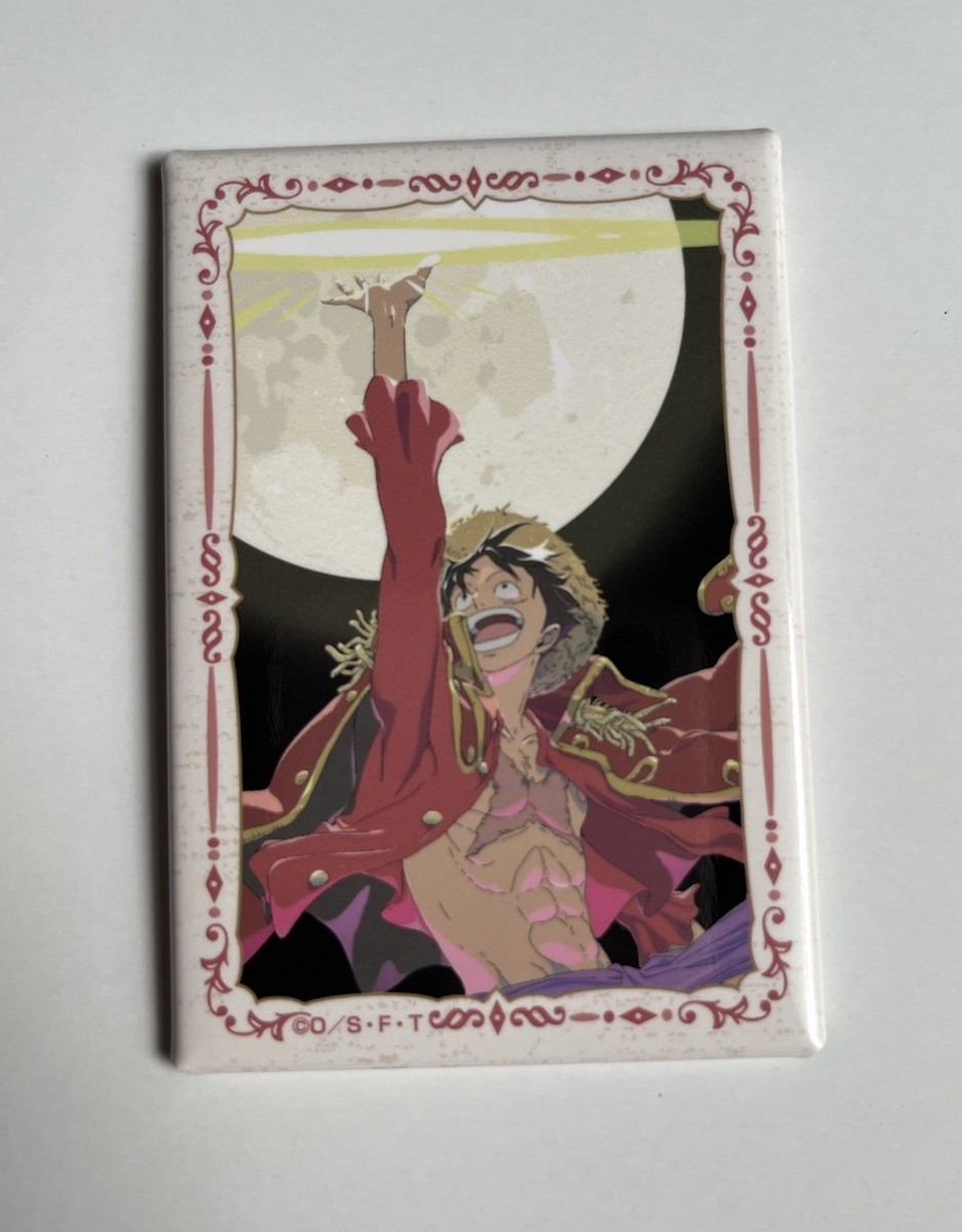 Insignia de botón cuadrado One Piece Monkey D Luffy Illustration Works exclusiva en línea