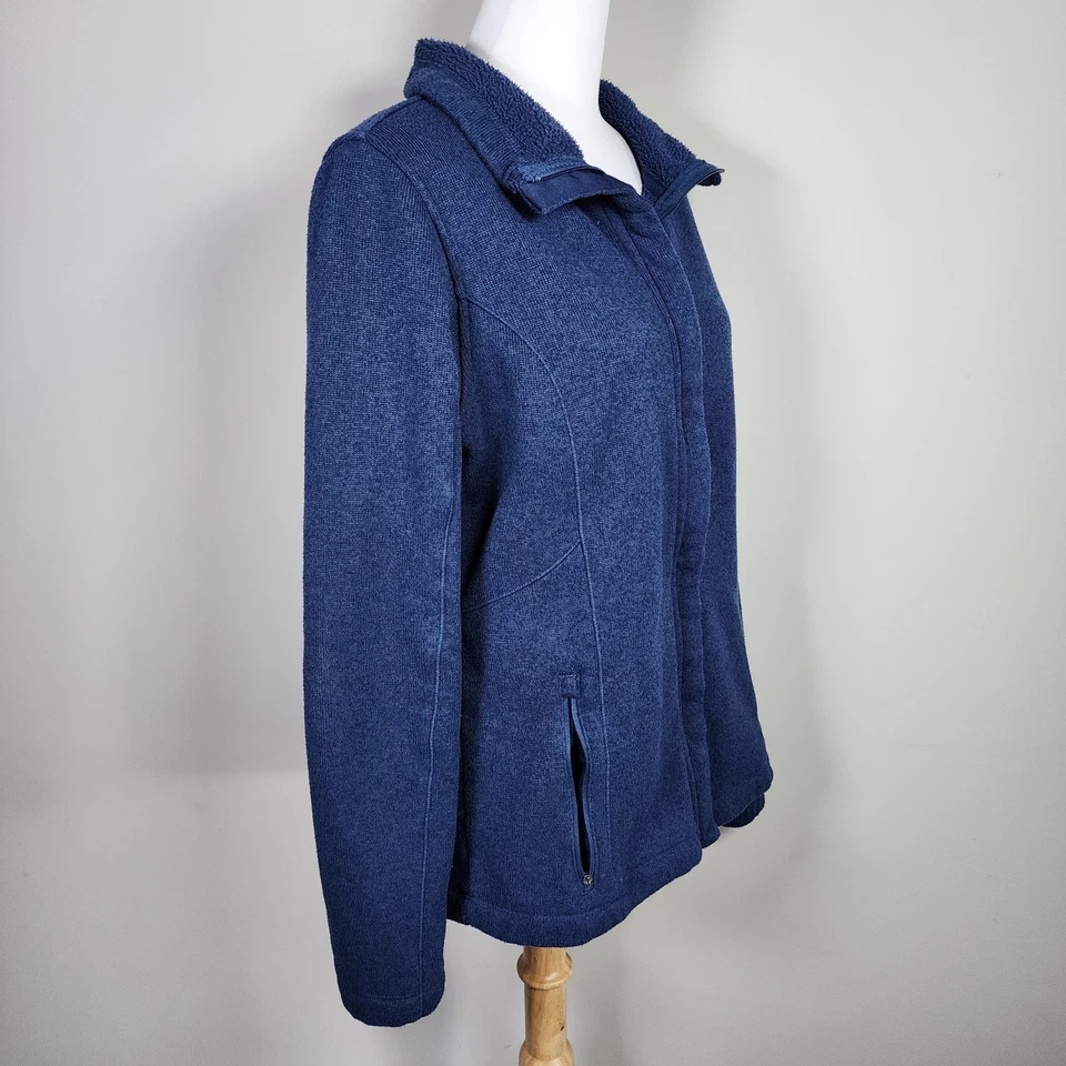 Lands End Knit Jacket Womens Medium Full Zip Sweater Long Sleeve Fleece ** READ - Image 4 of 4