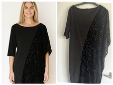 Clearance! Autograph M&S Black Velvet Midi Cocktail Dress UK Size 14-3/4 Sleeves