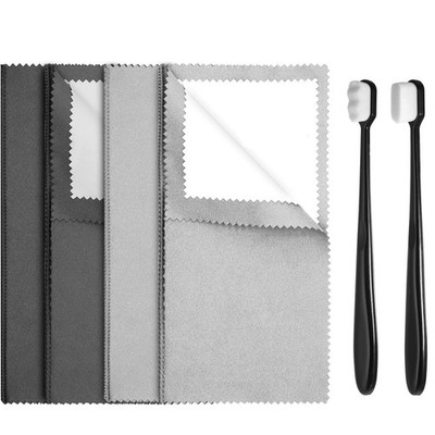 6pcs Silver Jewellery Cleaner Kit,Silver Polishing Cloth Large, black