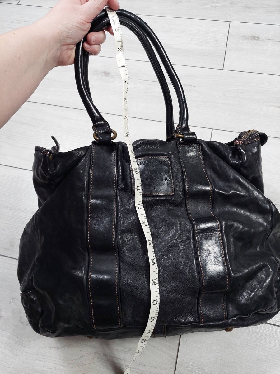 CAMPOMAGGI VNTG Chunky black leather bag made in Italy | eBay